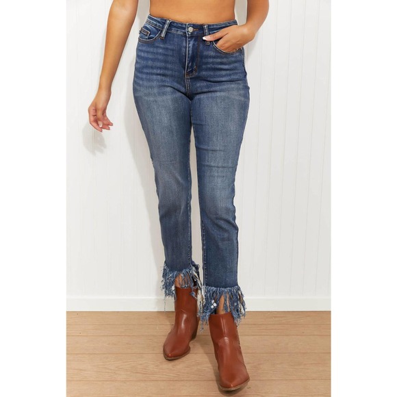 Judy Blue Alex Frayed Hem Relaxed Jeans Sizes 0-24W